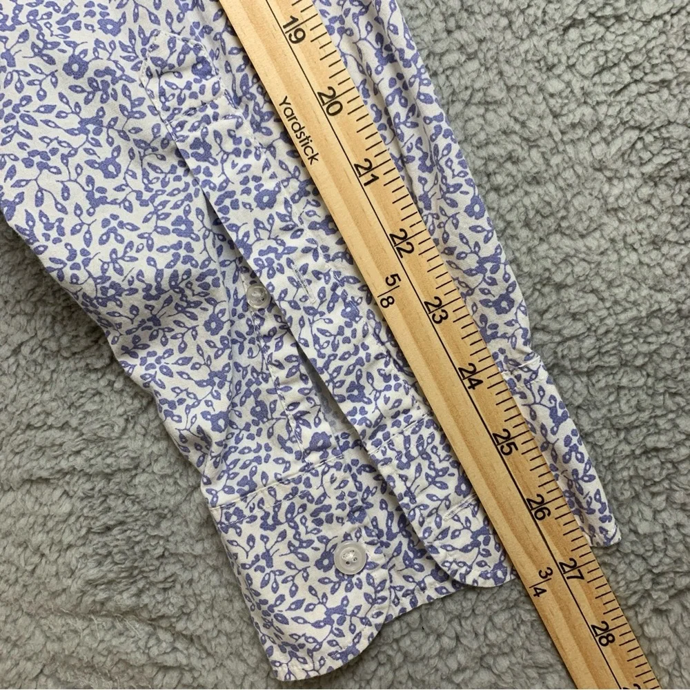 J.Crew Mercantile Flex Shirt Mens Long Sleeve Button Up White Blue Floral Size L